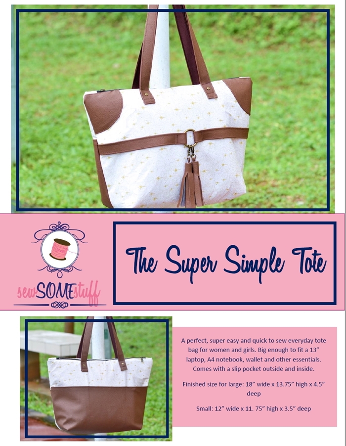Super Simple Tote Best Bag Sewing Pattern - Sew Some Stuff | how to sew a tote bag with lining and zipper | making a tote bag with flat bottom | tote bag pattern with zipper | how to make bags at home step-by-step