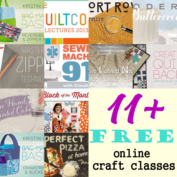 Free online craft classes. Ever wanted to improve your craft and sewing skills by taking up classes?  Here's your chance to take FREE classes from the comfort of your home.  Check out the list now for 11+free classes