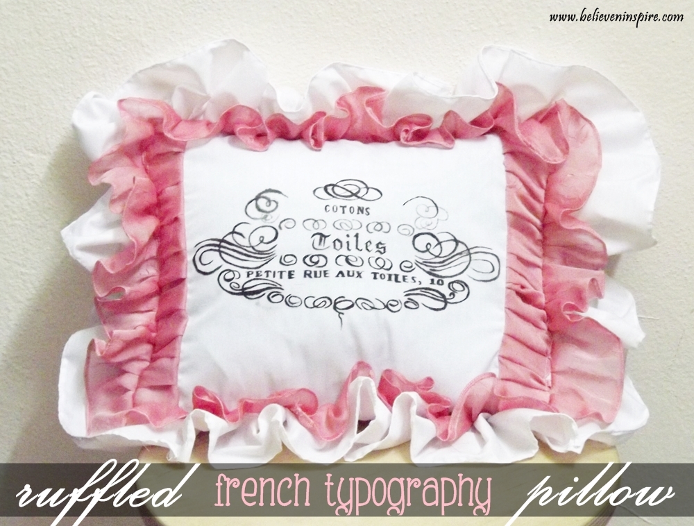 ruffled french typograph pillow