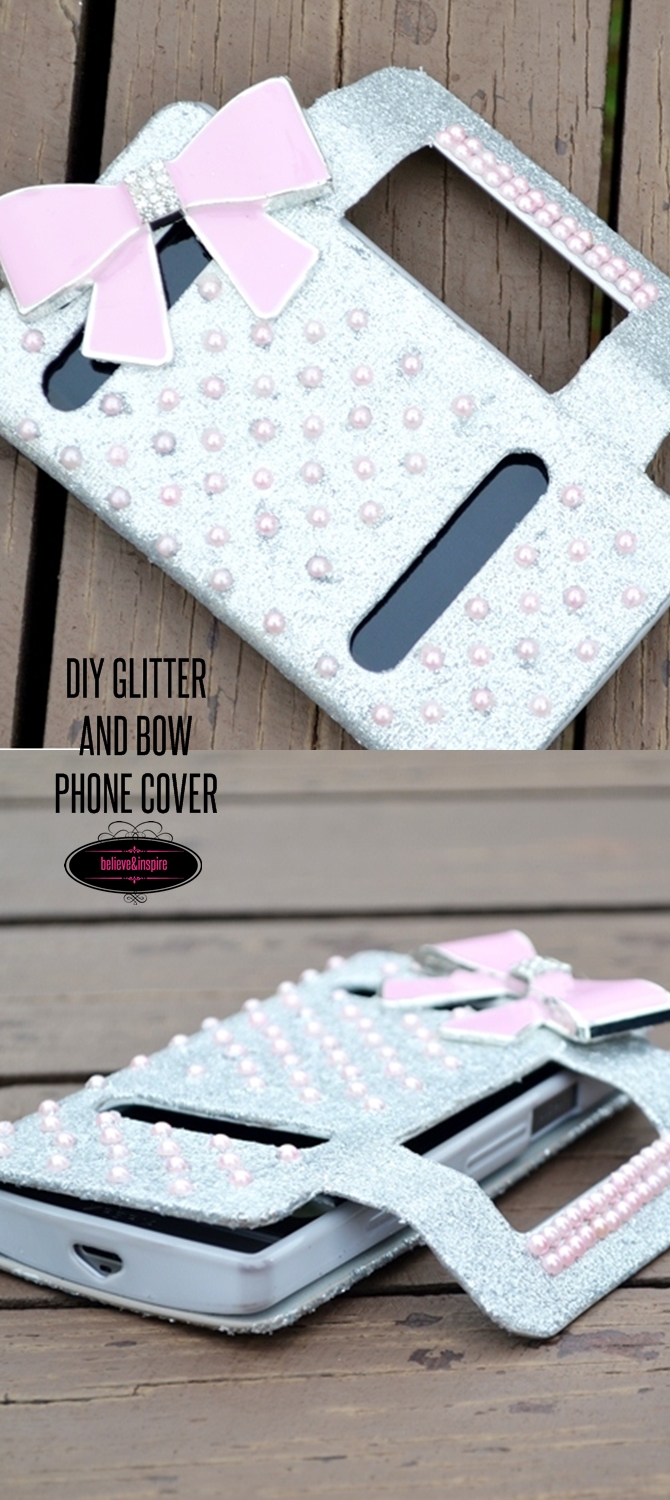Glitter and bow DIY phone case
