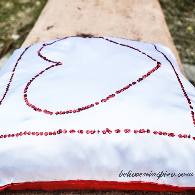 SequinedSequined Silky Heart Pillow Tutorial 