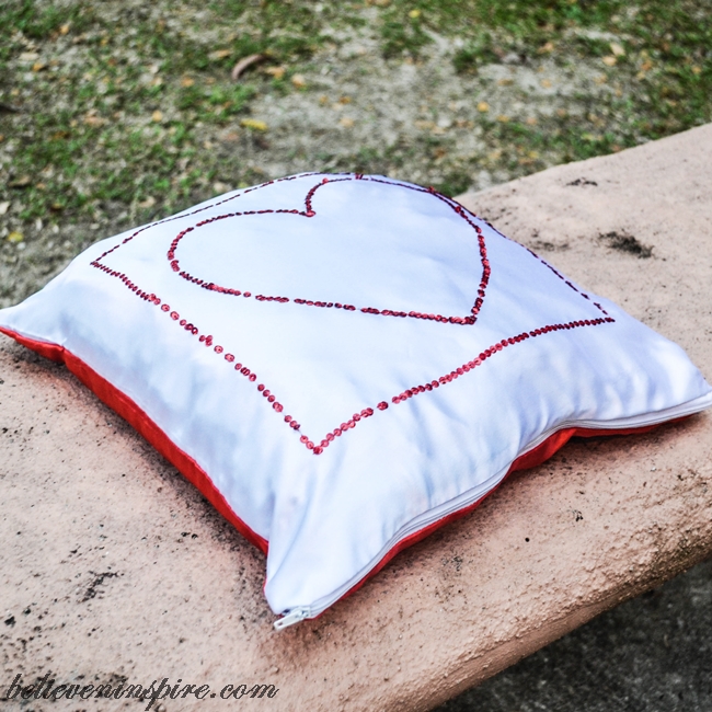 Sequined Silky Heart Pillow Tutorial 