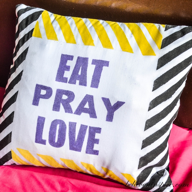 Eat, Pray, Love Striped Pillow Cover Tutorial