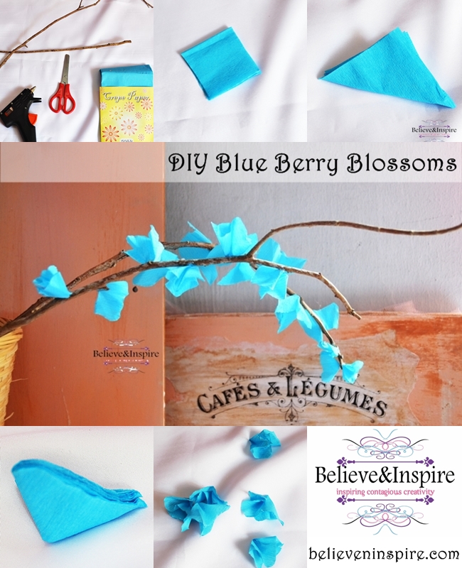 DIY Blue Berry Blossoms (Artificial Flowers)