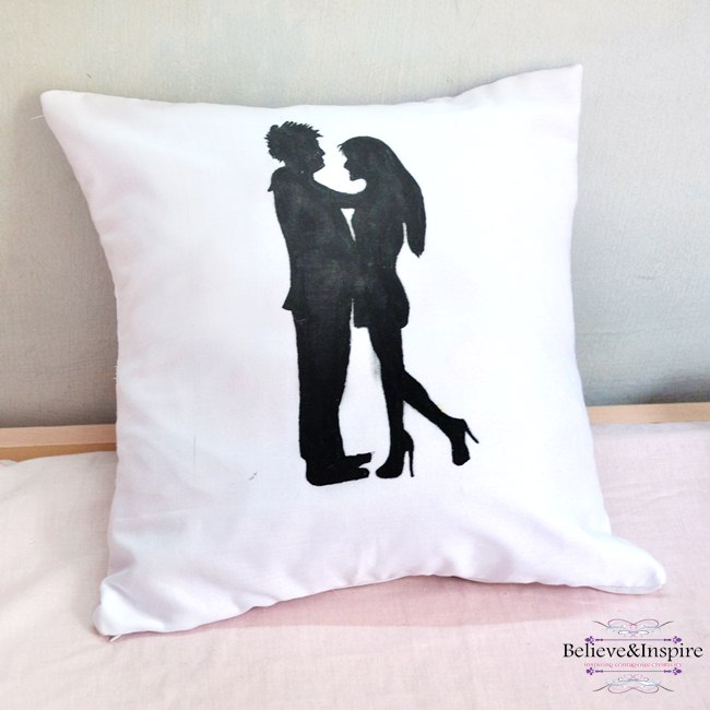 Couple Silhouette Pillow DIY with Pattern (Homemade Gift Ideas)