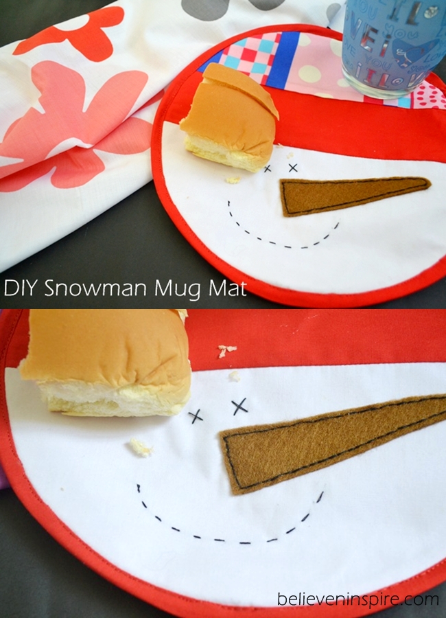 Snowman Mug Mat Sewing Tutorial on believeninspire.com