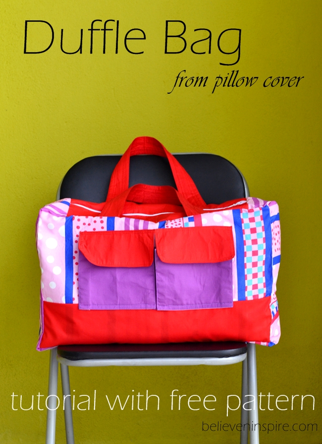Duffle bag tutorial with free pattern on believeninspire.com