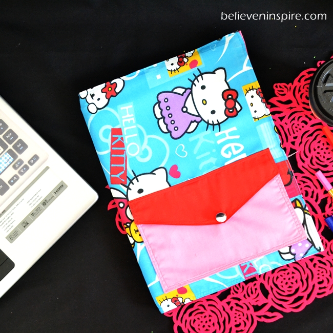 Re-usable AND Washable Custom Notebooks Cover Sewing Tutorial with pockets on believeninspire.com