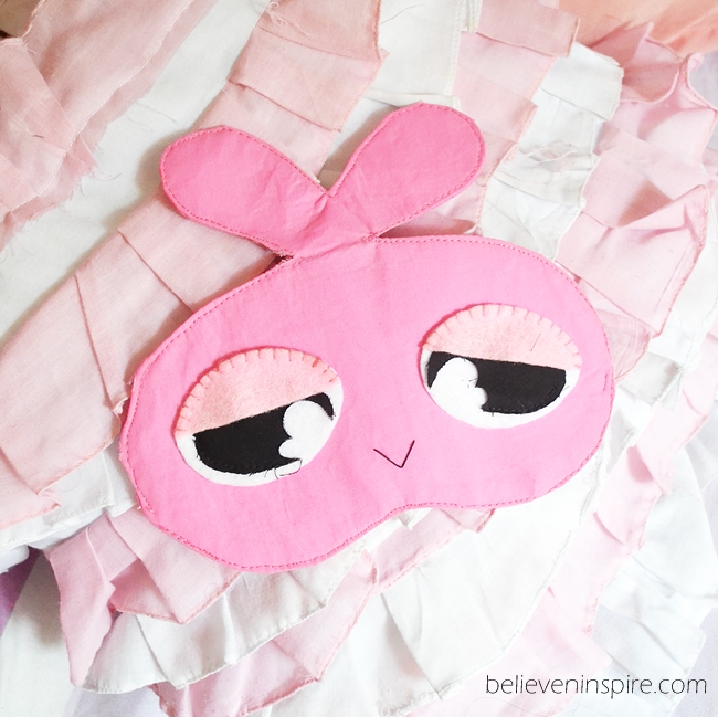 Miss Sleepy Bunny Sleeping Eye Mask Tutorial with FREE Template on believeninspire.com