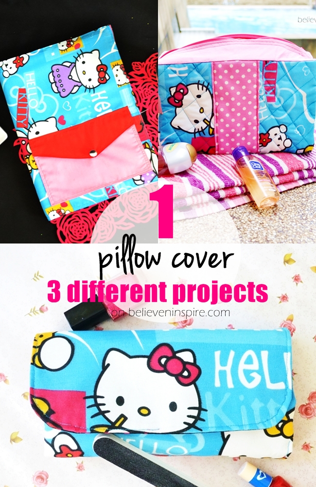 1 Pillow Cover 3 Different Projects (Things to Sew from Pillowcases) on believeninspire.com