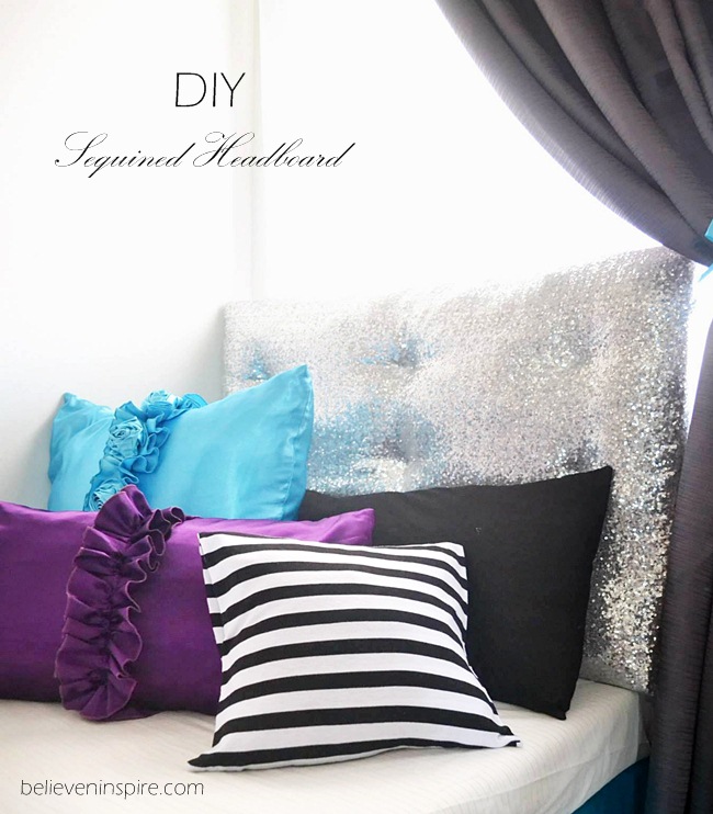 DIY Sequined Headboard from Foam Board for Dorm 1