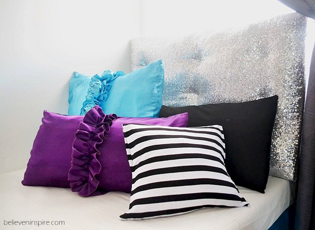 DIY Sequined Headboard from Foam Board for Dorm 3