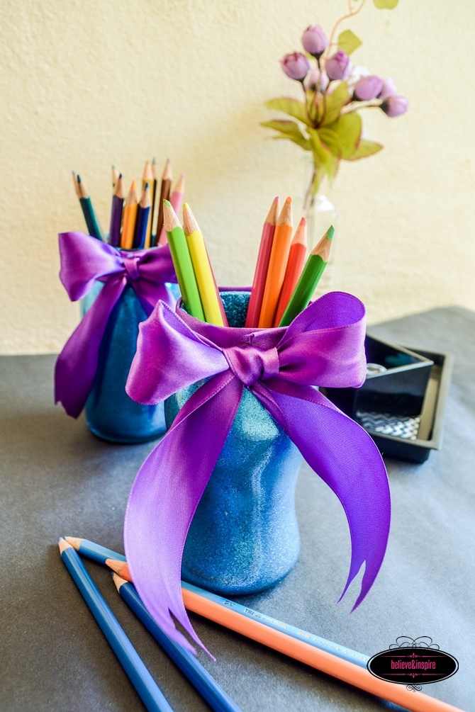 Pencil Holders from Old Jam Jars on believeninspire.com7