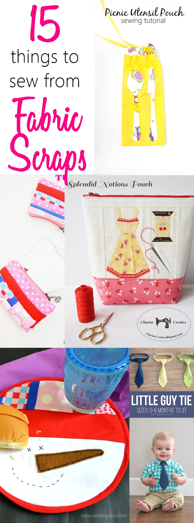 15 things to sew from fabric scraps. Check out these awesome Things to sew with fabric scraps which can be made from left over fabric in a jiffy! Great ideas for beginner sewing projects.