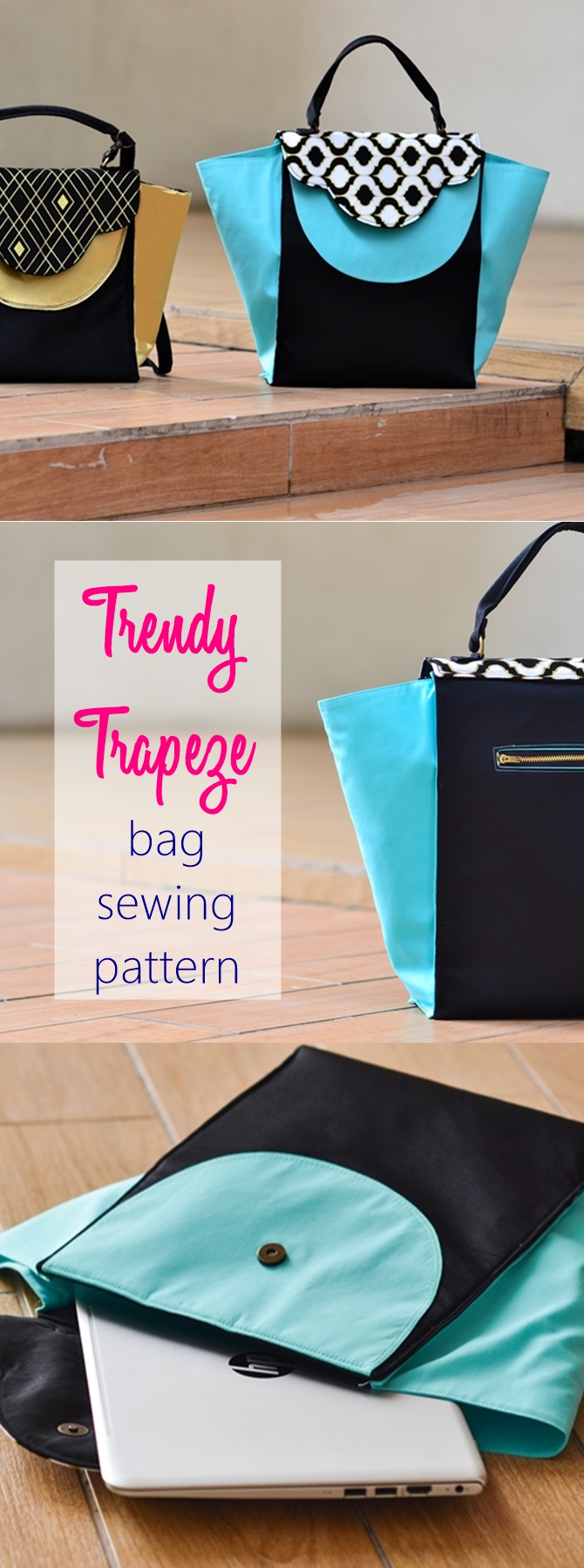 trendy trapeze bag sewing pattern by Sew Some Stuff