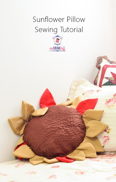 Sunflower pillow sewing tutorial in fall colors. Comes with a free sewing pattern for the petals and the pillow. GET IT NOW!